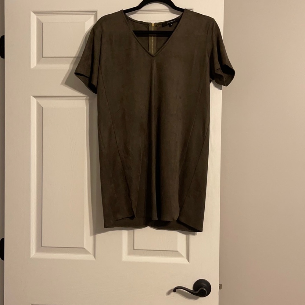 Olivaceous Olive green suede dress/top size S